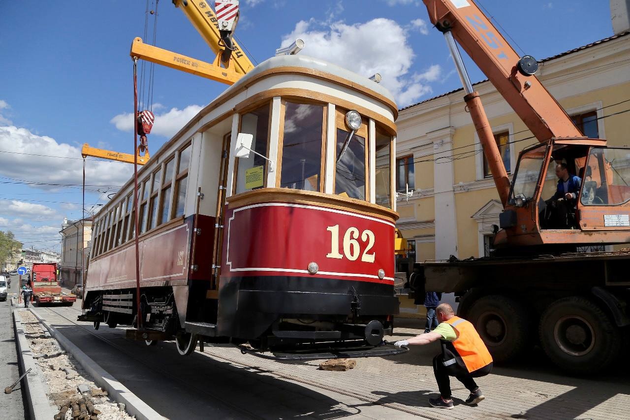 Исторический трамвай вернули на улицу Рождественскую в Нижнем Новгороде