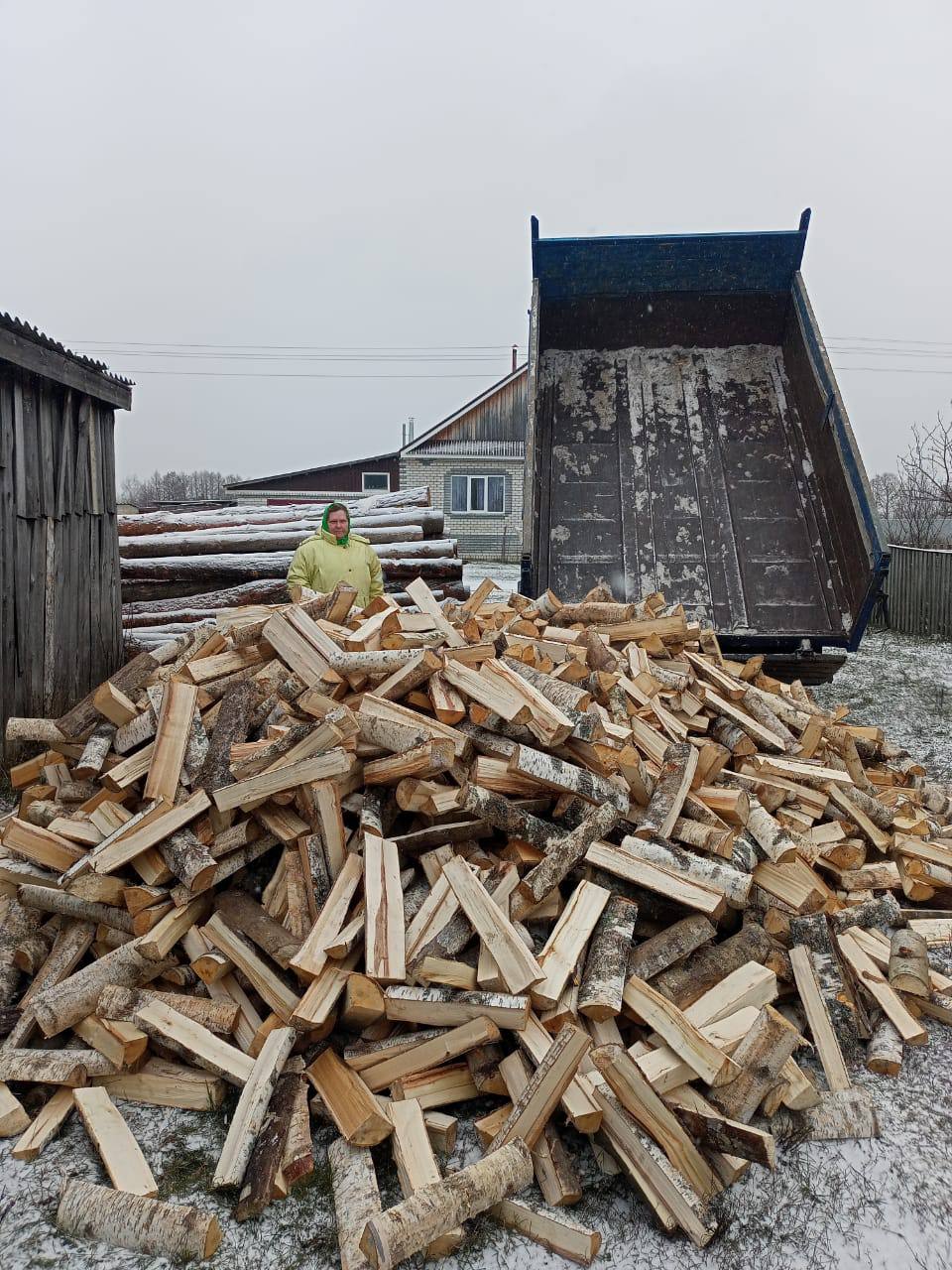 Многодетной матери из Нижегородской области привезли грузовик дров