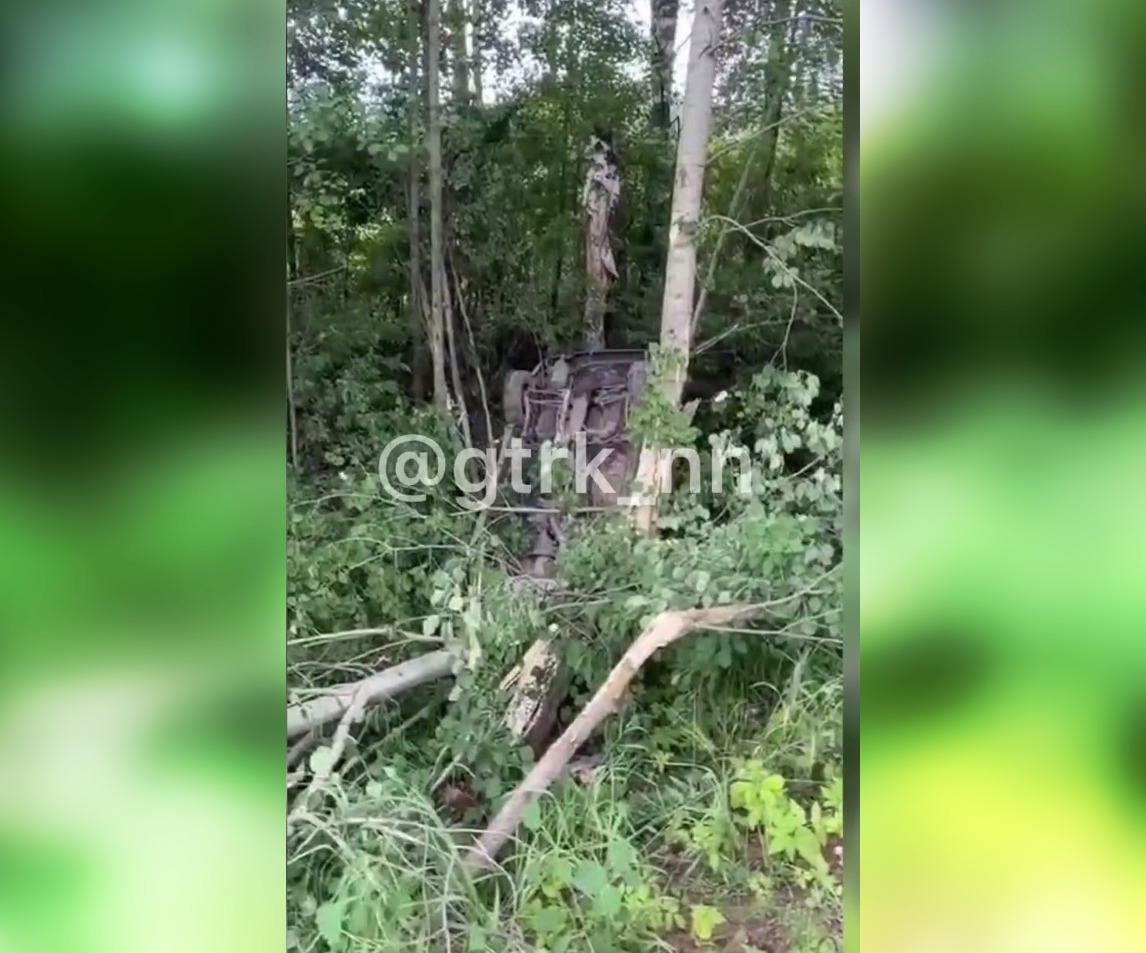 Машина улетела в лес и перевернулась в Уренском районе: пострадали маленькие дети