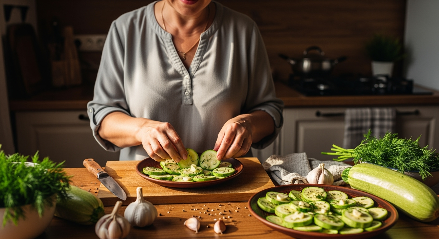 Кабачки летом не жарю и не пеку — делаю закуску к мясу за 15 минут, гости в восторге