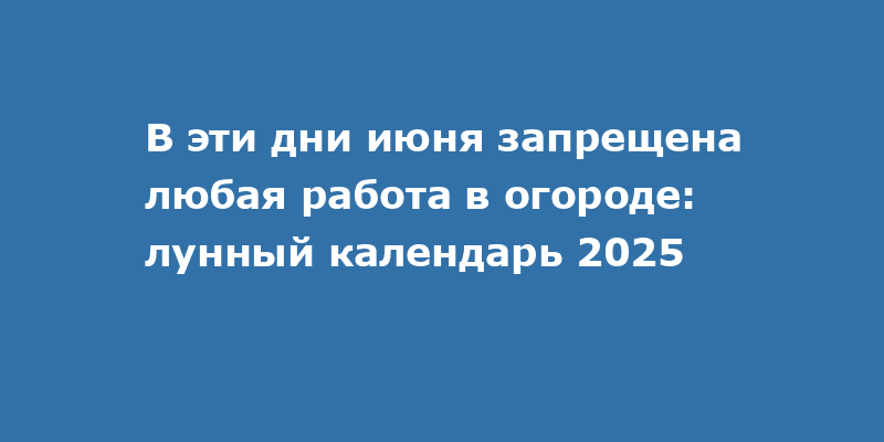 В эти дни июня запрещена любая работа в огороде: лунный календарь 2025